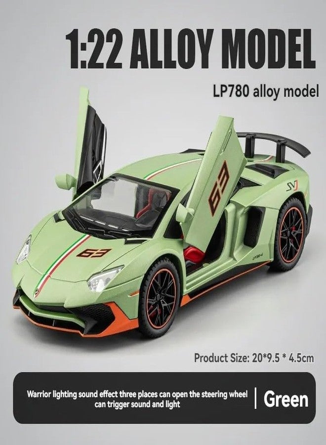 KENIRY Scale Exclusive Alloy Metal Pull Back Die-cast Car Model with Sound Light Mini Auto Toy for Kids Metal Model Toy Car with Sound and Light (1:24 Scale Lamborghini SVJ 63 -Green) - Image 4